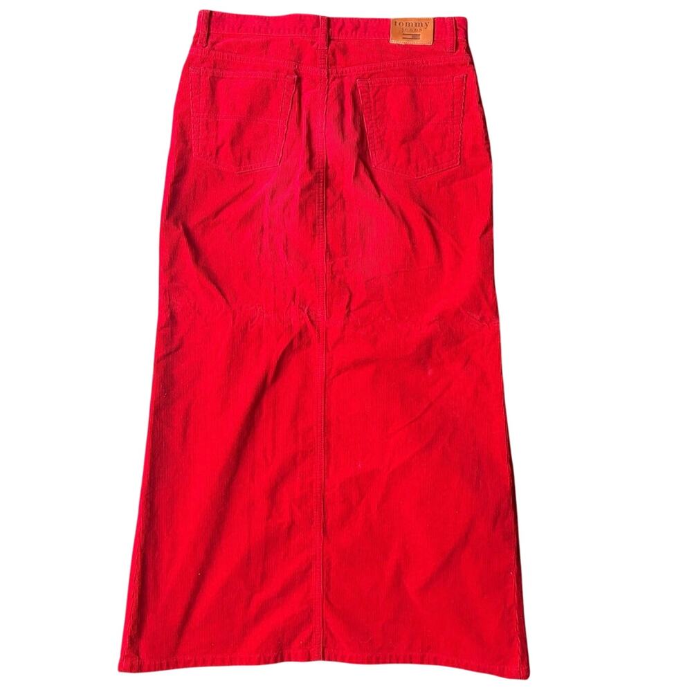Tommy Hilfiger Fine wale red corduroy skirt sz 11 A-line maxi length modest - Picture 1 of 7